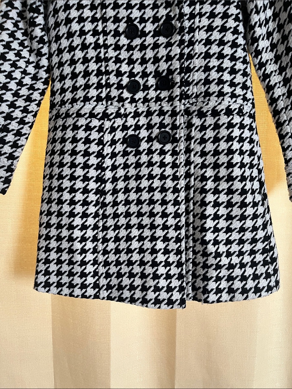 Girls George Black and White Houndstooth Double-Breasted Pea Coat - Picture 2 of 8